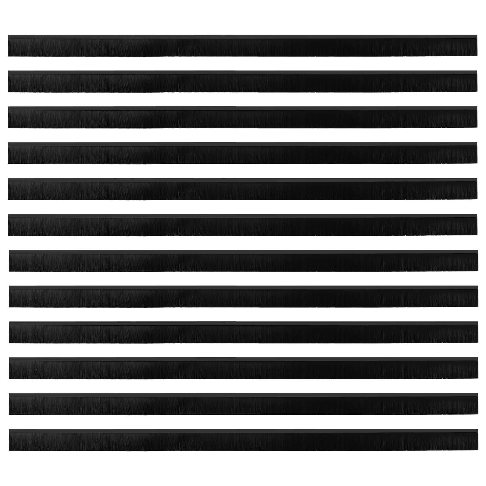 Selos de escovas para porta auto-adesivos 12 unid. preto 100 cm