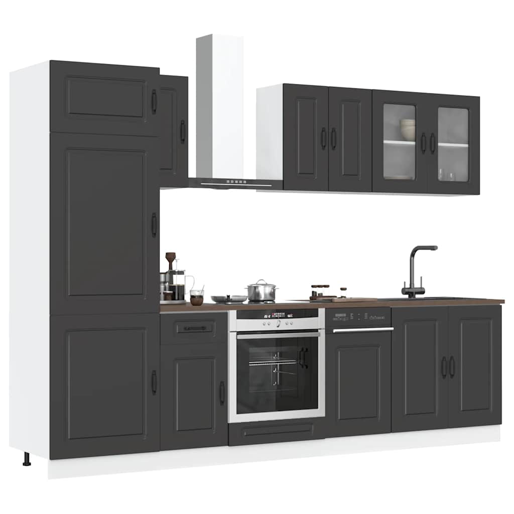 8 Peças armário de cozinha conjunto kalmar preto