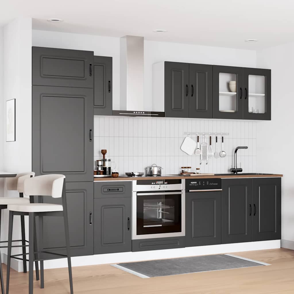 8 Peças armário de cozinha conjunto kalmar preto