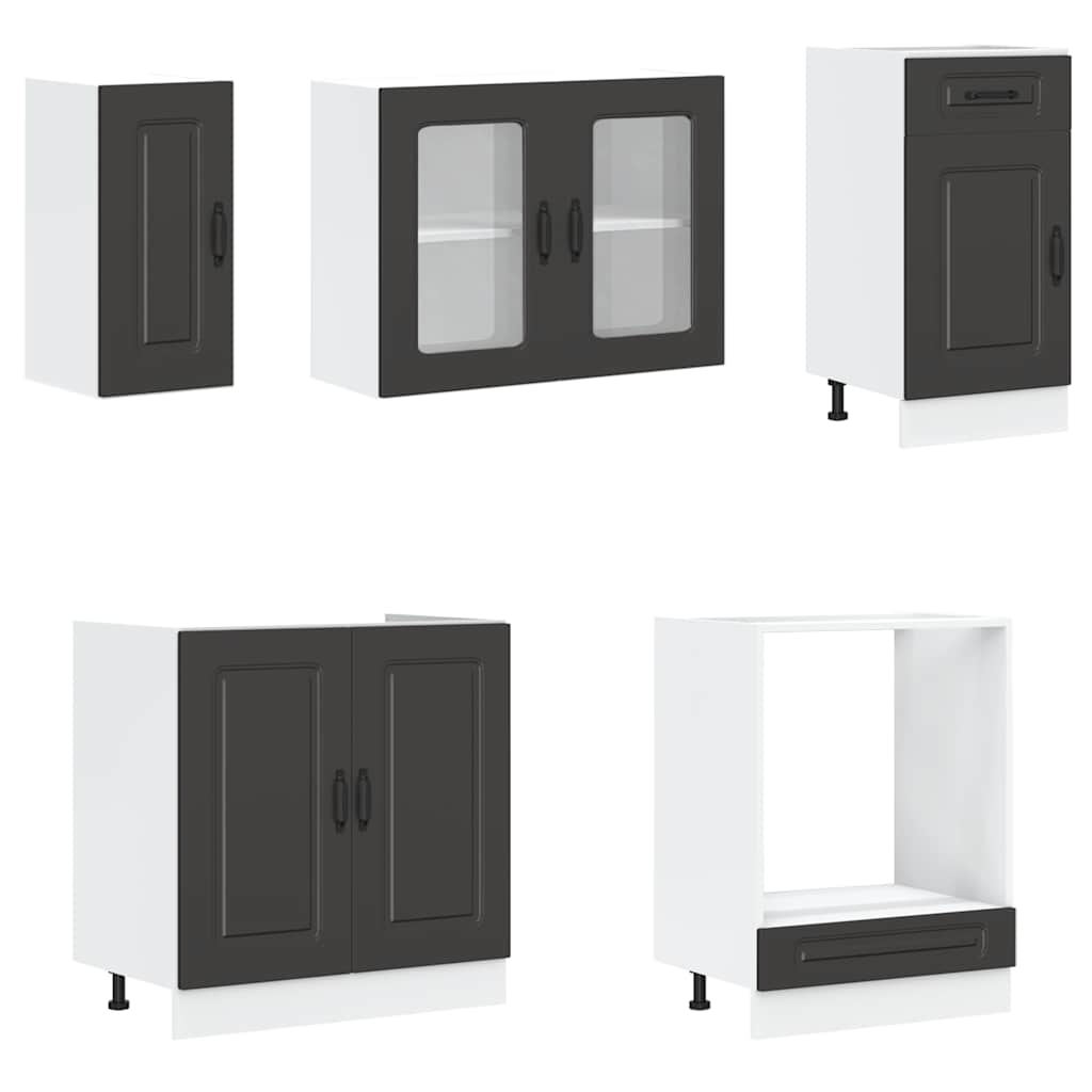 8 Peças armário de cozinha conjunto kalmar preto