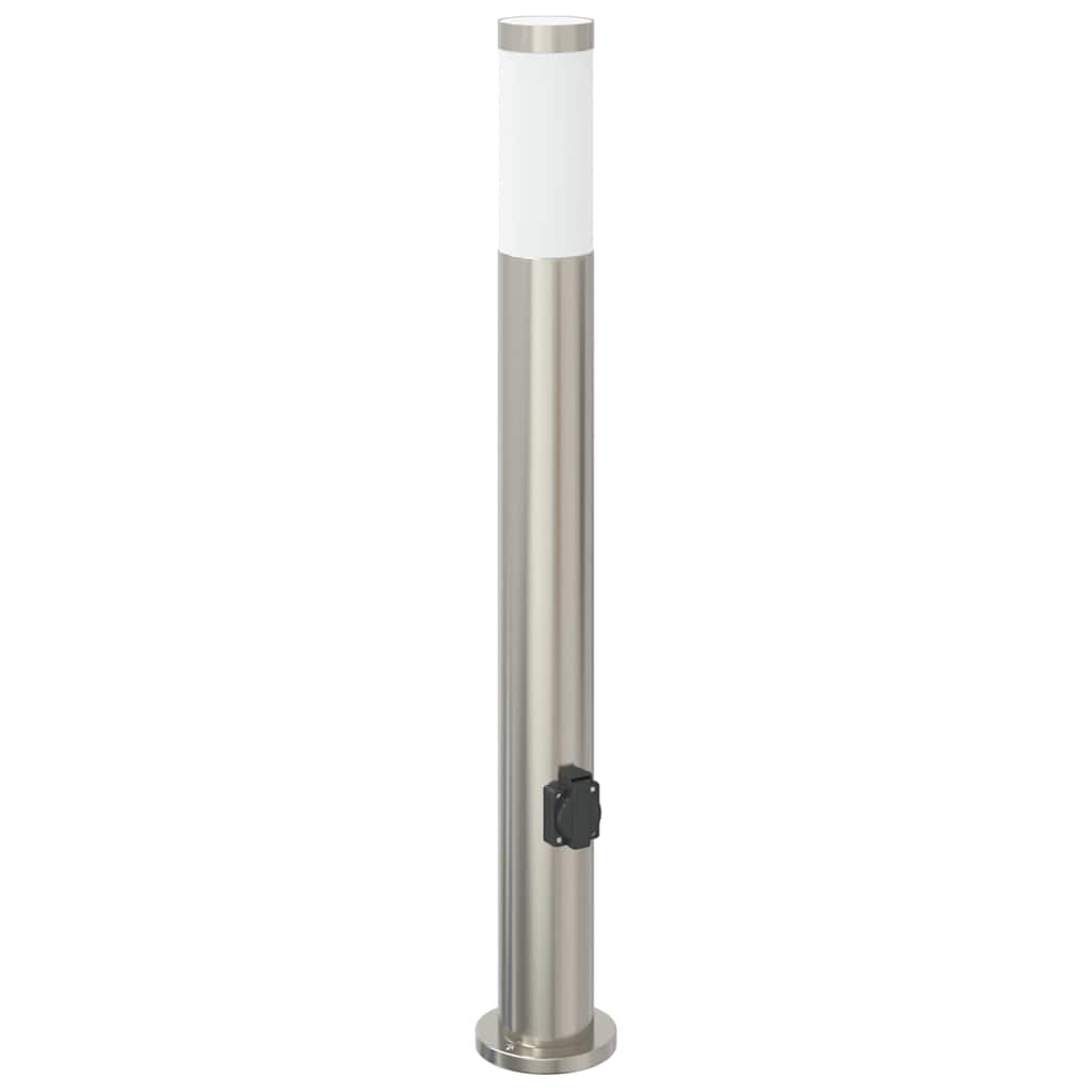 Conjunto de 3 postes de iluminação com tomada, 80 cm, aço inoxidável, IP44