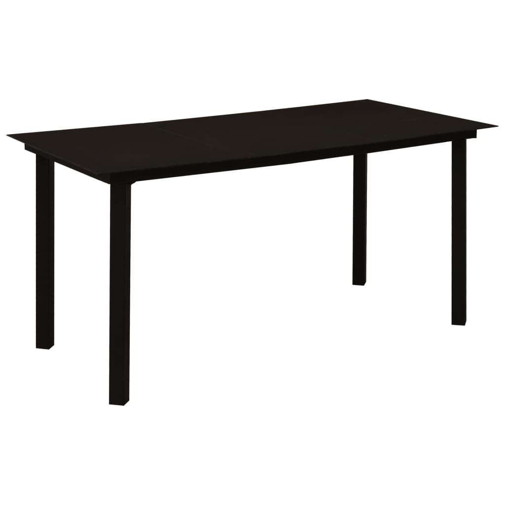 7 Pcs conjunto de jantar para jardim vime de PVC preto