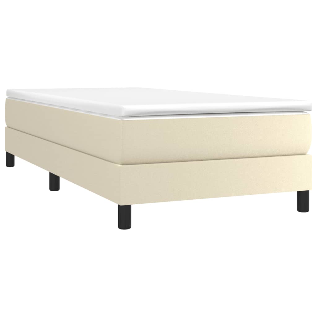 Estrutura de cama com molas 90x200 cm couro artificial cor creme