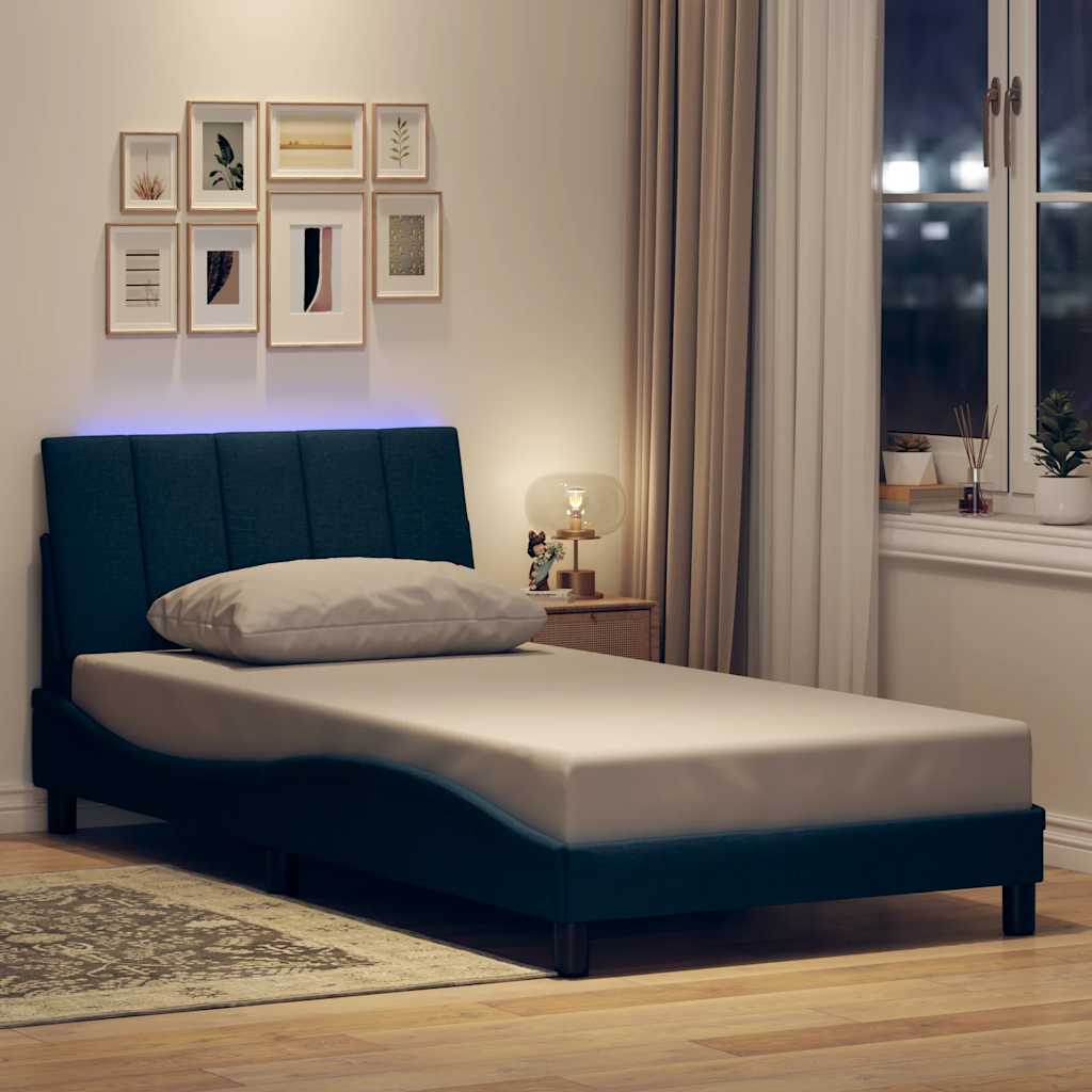 Estrutura de cama sem colchão hanko 100x200 cm tecido azul