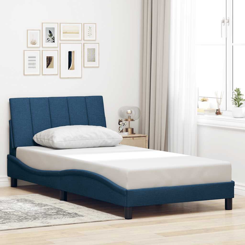 Estrutura de cama sem colchão hanko 100x200 cm tecido azul