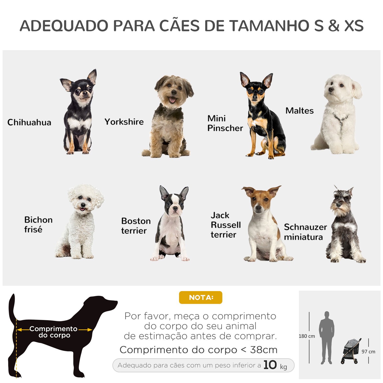 Carrinho para cães carrinho para animais de estimação com janela de malha e cinto de segurança 80x44,5x97 cm preto