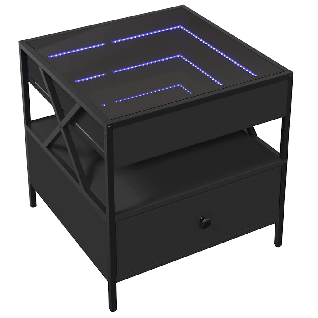 Mesa de centro c/ luzes LED infinity 50x50x51 cm preto