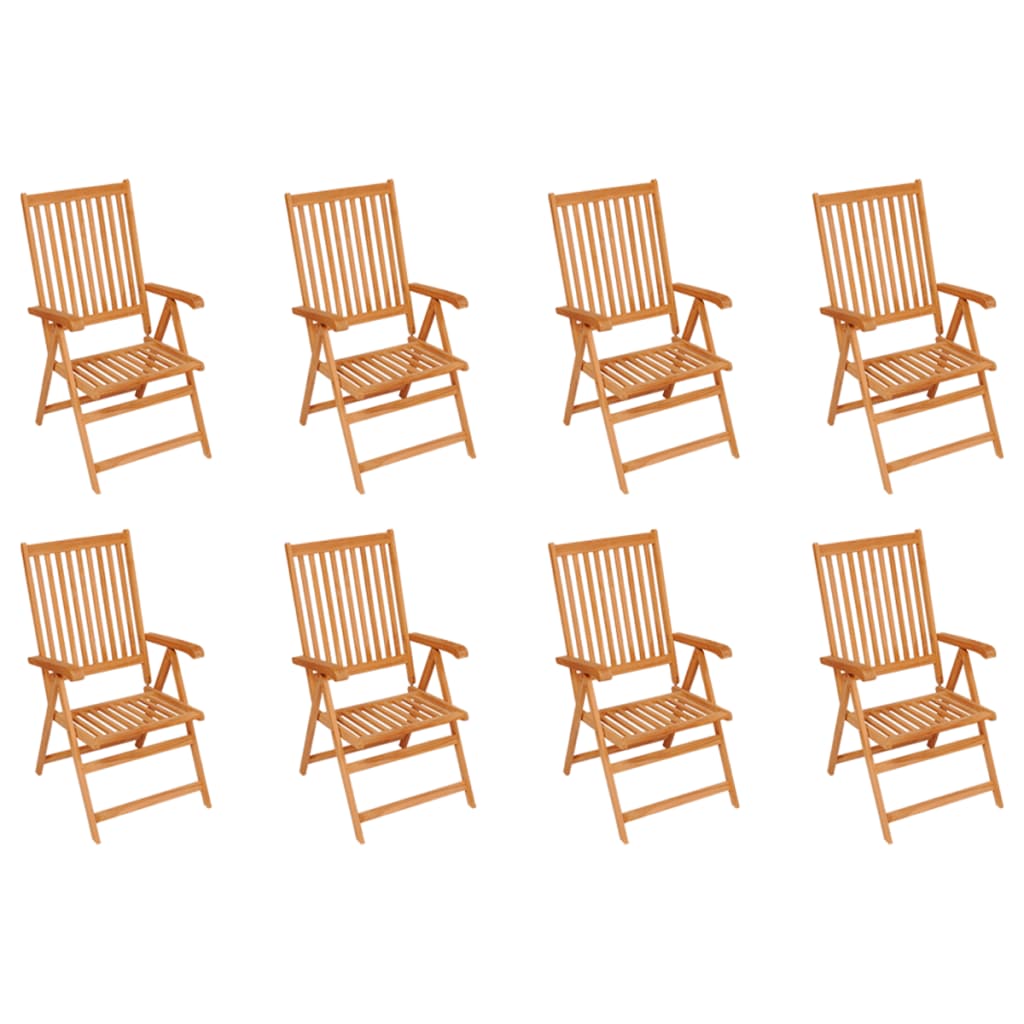 Cadeiras de jardim reclináveis c/ almofadões 8 pcs teca maciça