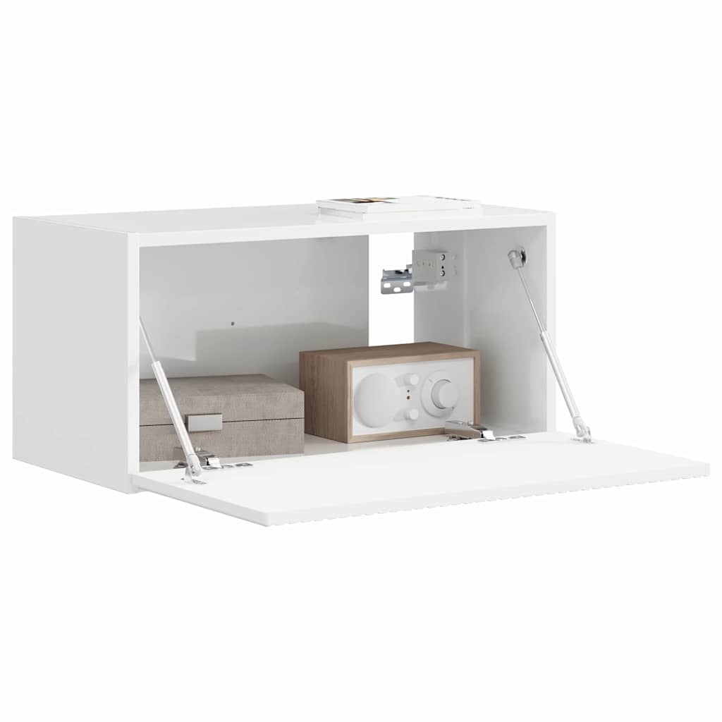 Armário de TV de parede 60 x 31 x 29,5 cm branco brilhante