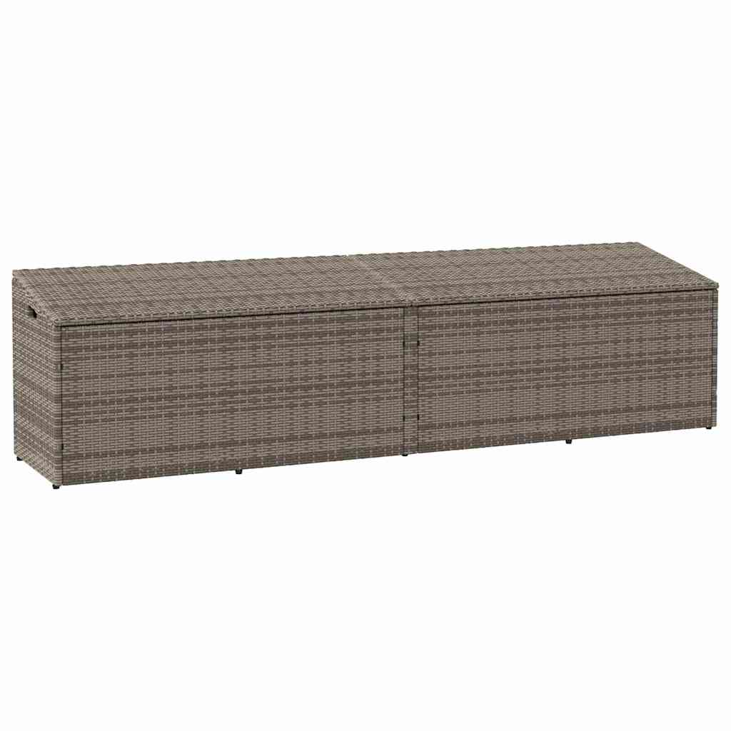 Caixa de arrumação para jardim 220x50x58 cm vime PE cinzento