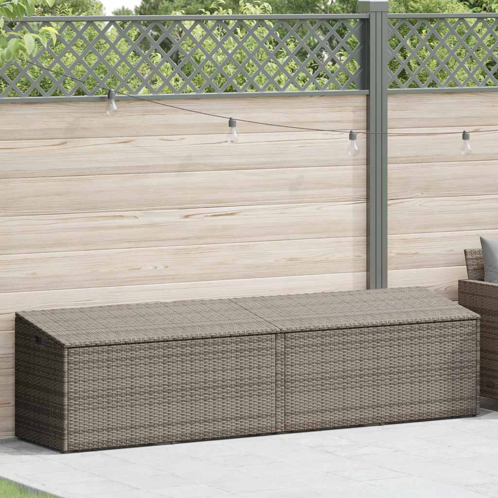Caixa de arrumação para jardim 220x50x58 cm vime PE cinzento