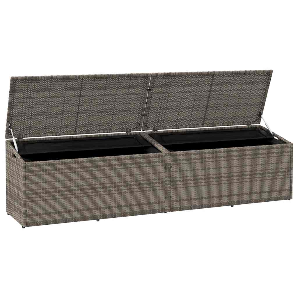 Caixa de arrumação para jardim 220x50x58 cm vime PE cinzento