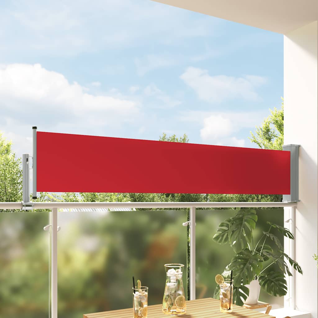 Toldo lateral retrátil para pátio 60x300 cm vermelho