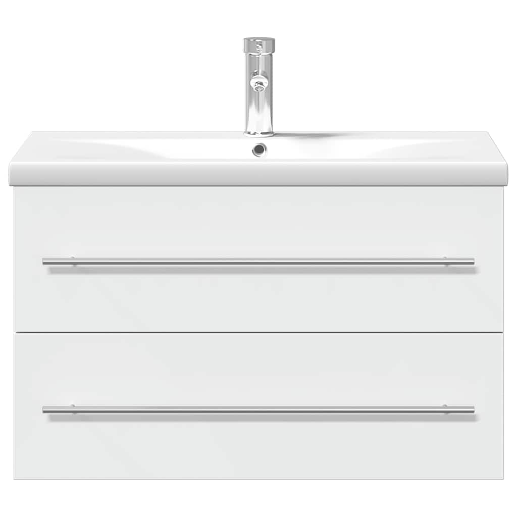 Armário de casa de banho com lavatório embutido branco
