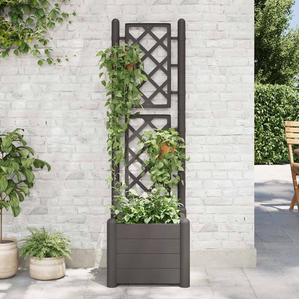 Vaso/floreira de jardim com treliça 43x43x142 cm PP antracite