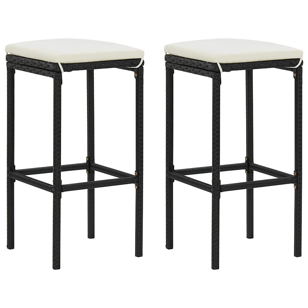 3 Pcs conjunto de bar para jardim com almofadões preto