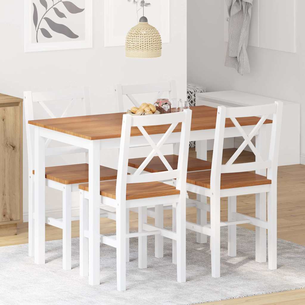 Conjunto de jantar 5 pcs castanho e branco