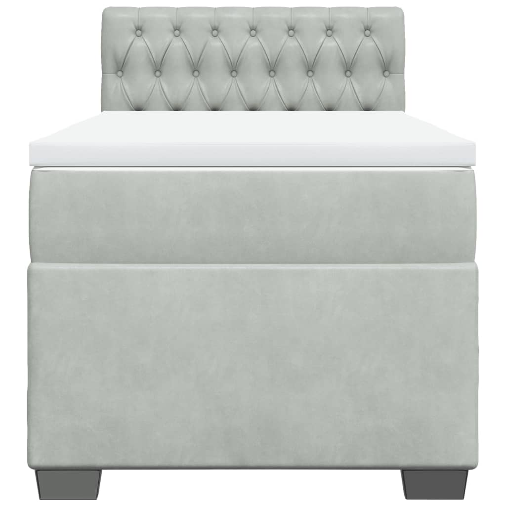 Cama com molas/colchão 90x200 cm veludo cinza-claro