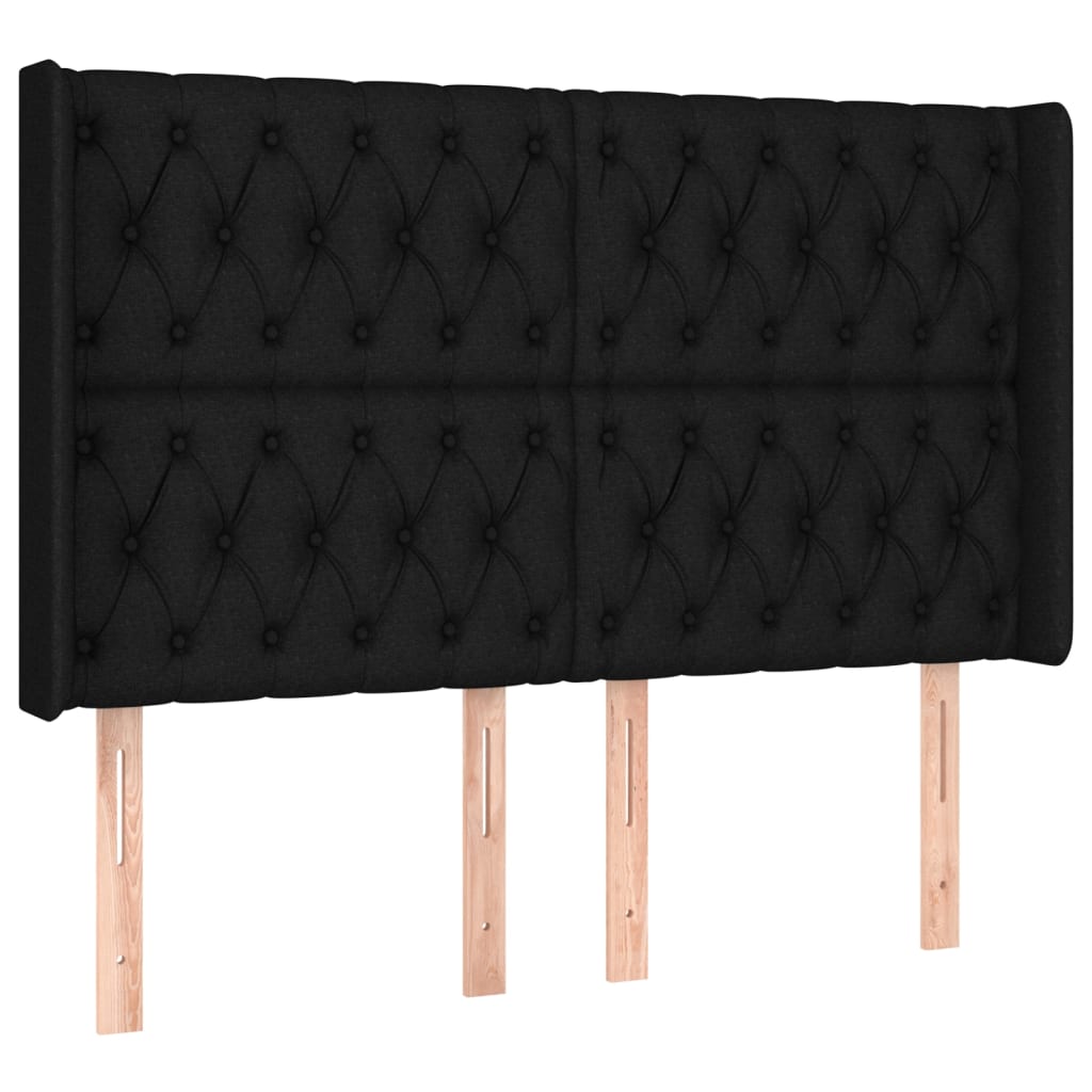 Cabeceira de cama c/ luzes LED tecido 147x16x118/128 cm preto