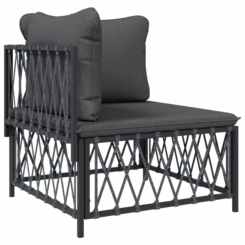 5 Pcs conjunto lounge de jardim com almofadões aço antracite