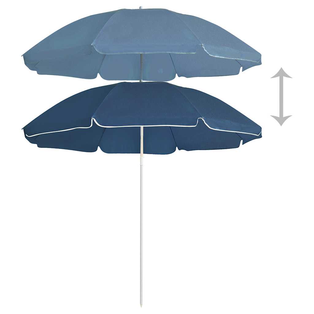 Guarda-sol de jardim com poste de aço 180 cm azul