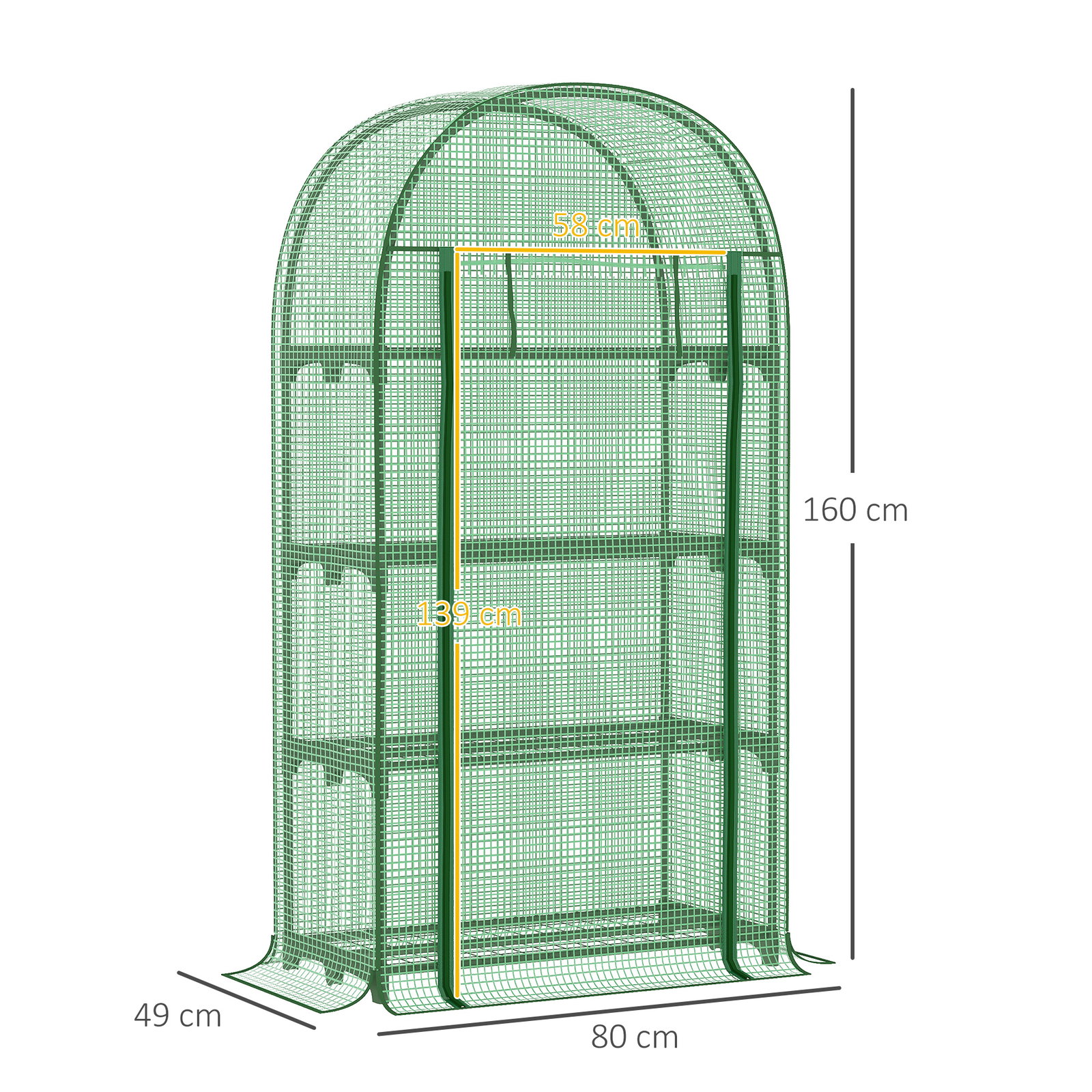 Estufa de Jardim com 4 Prateleiras Metálicas Porta Enrolável e Cobertura de PE Estufa de Varanda para Cultivo de Plantas Flores