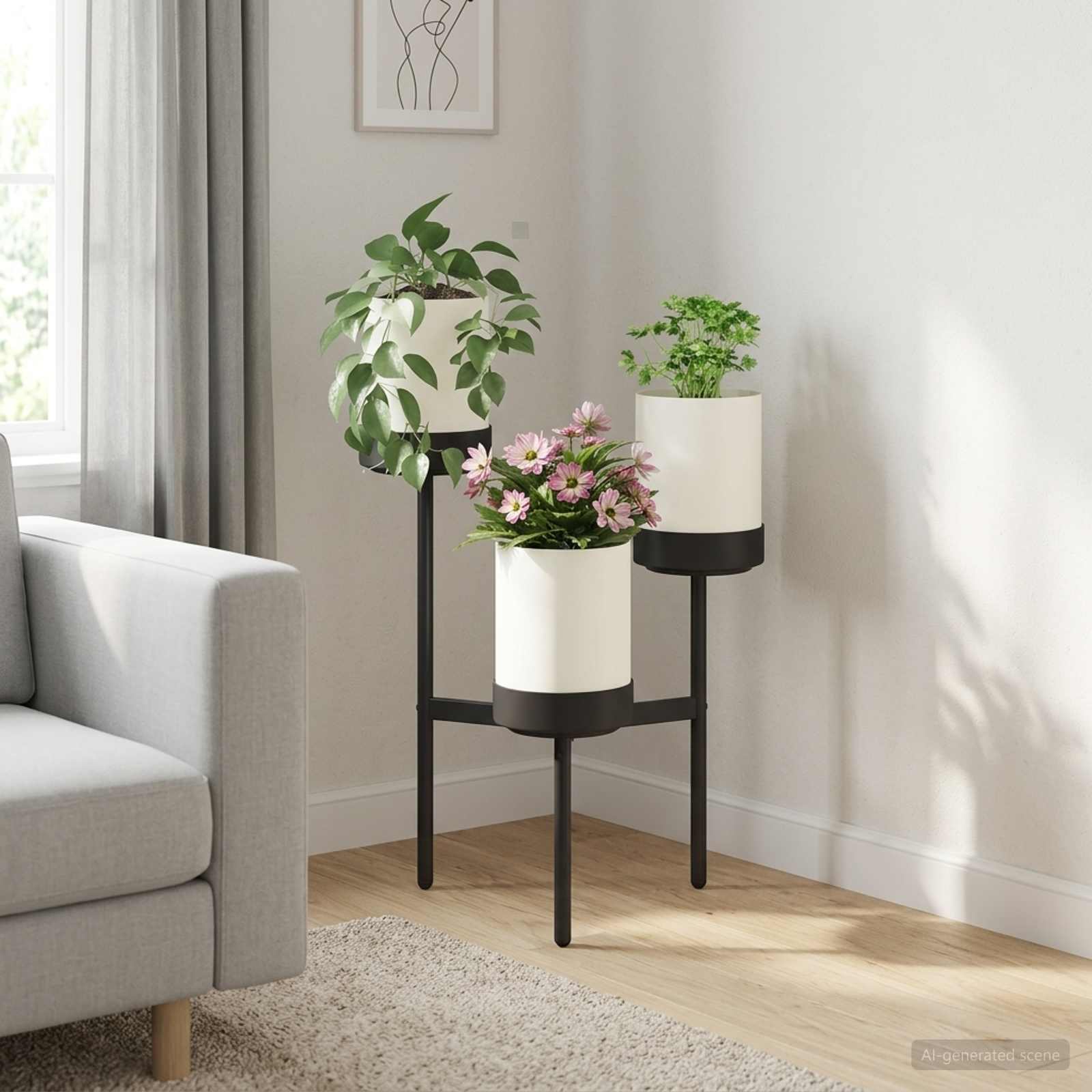 Suporte para flores branco 54 x 49 x 81 cm polipropileno e aço