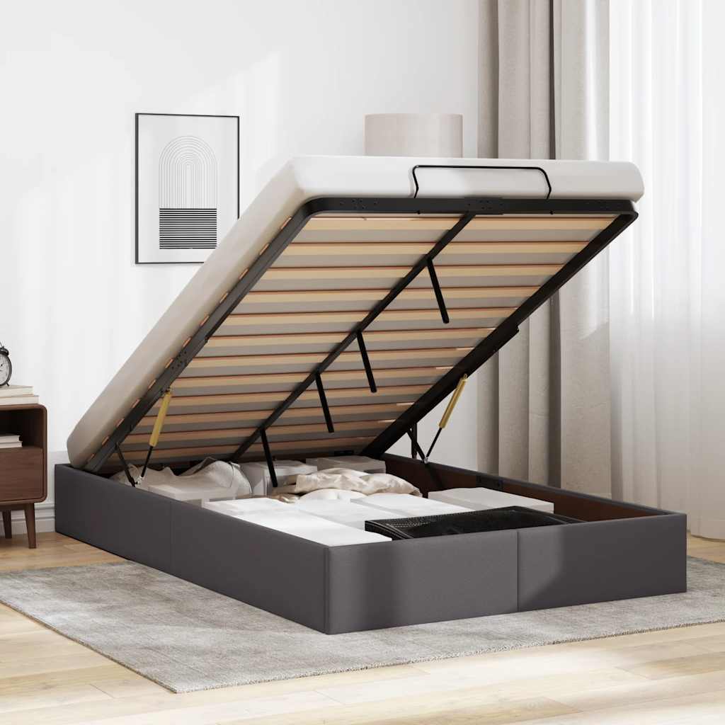 Estrutura de cama otomana sem colchão 120x190 cm cinzenta
