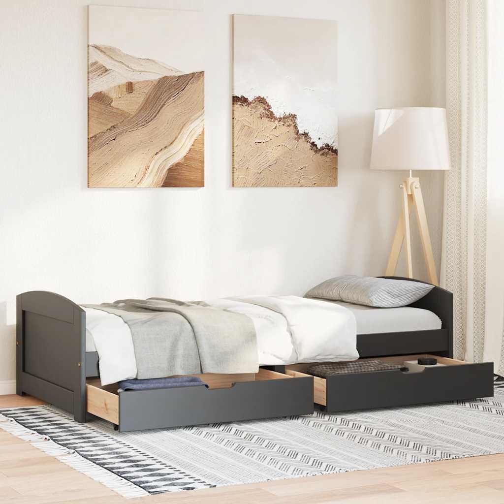 Sofá-cama com 2 gavetas sem colchão 90x200 cm irun preto