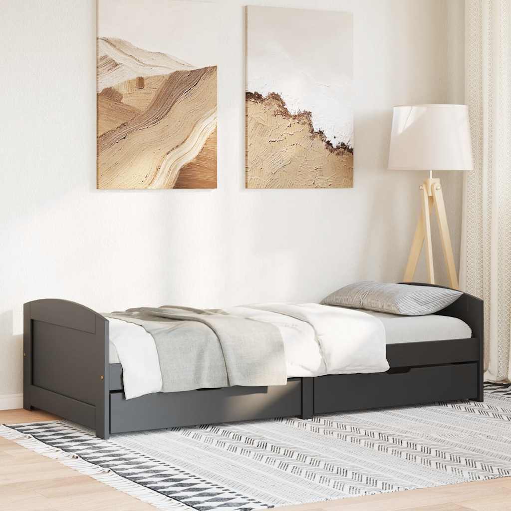 Sofá-cama com 2 gavetas sem colchão 90x200 cm irun preto