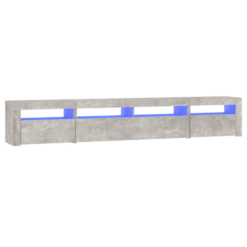 Móvel de TV com luzes LED 240x35x40 cm cinzento cimento