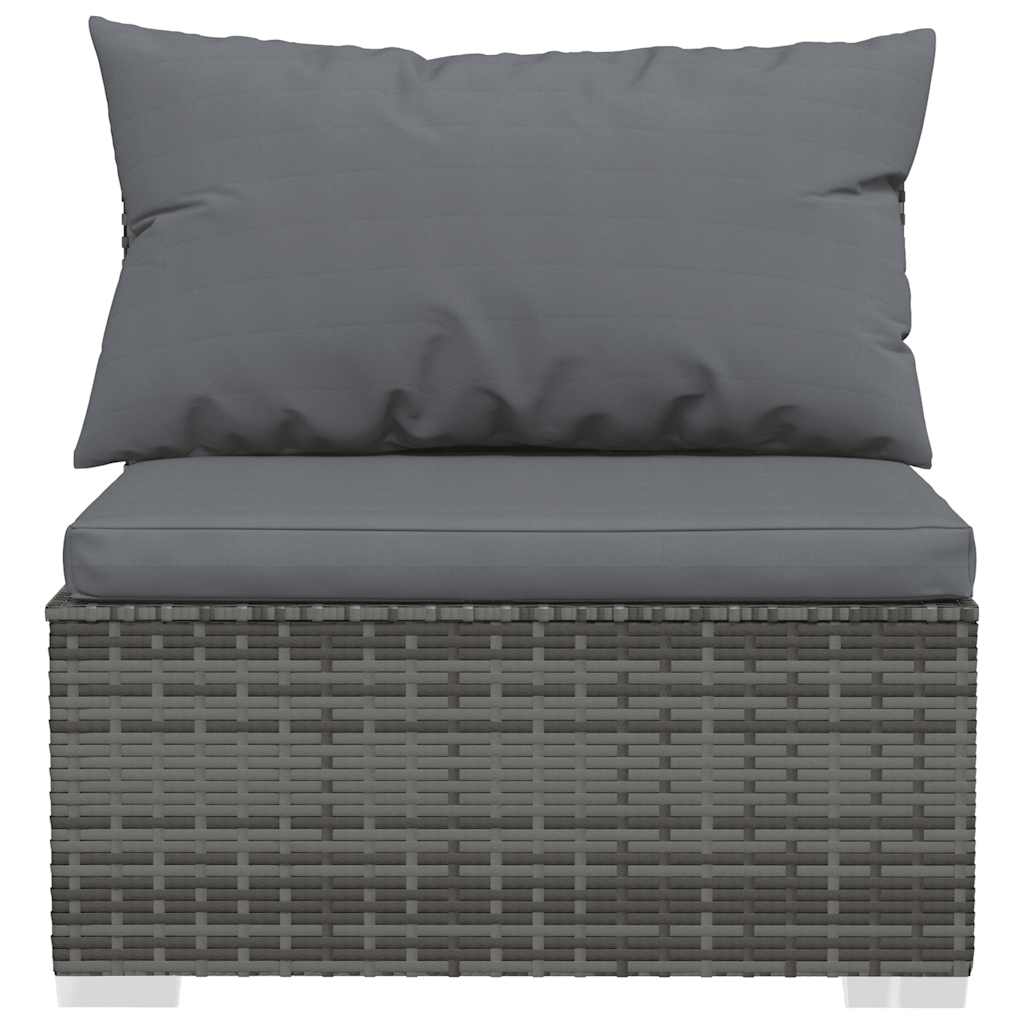 4 Pcs conjunto lounge de jardim c/ almofadões vime PE cinzento