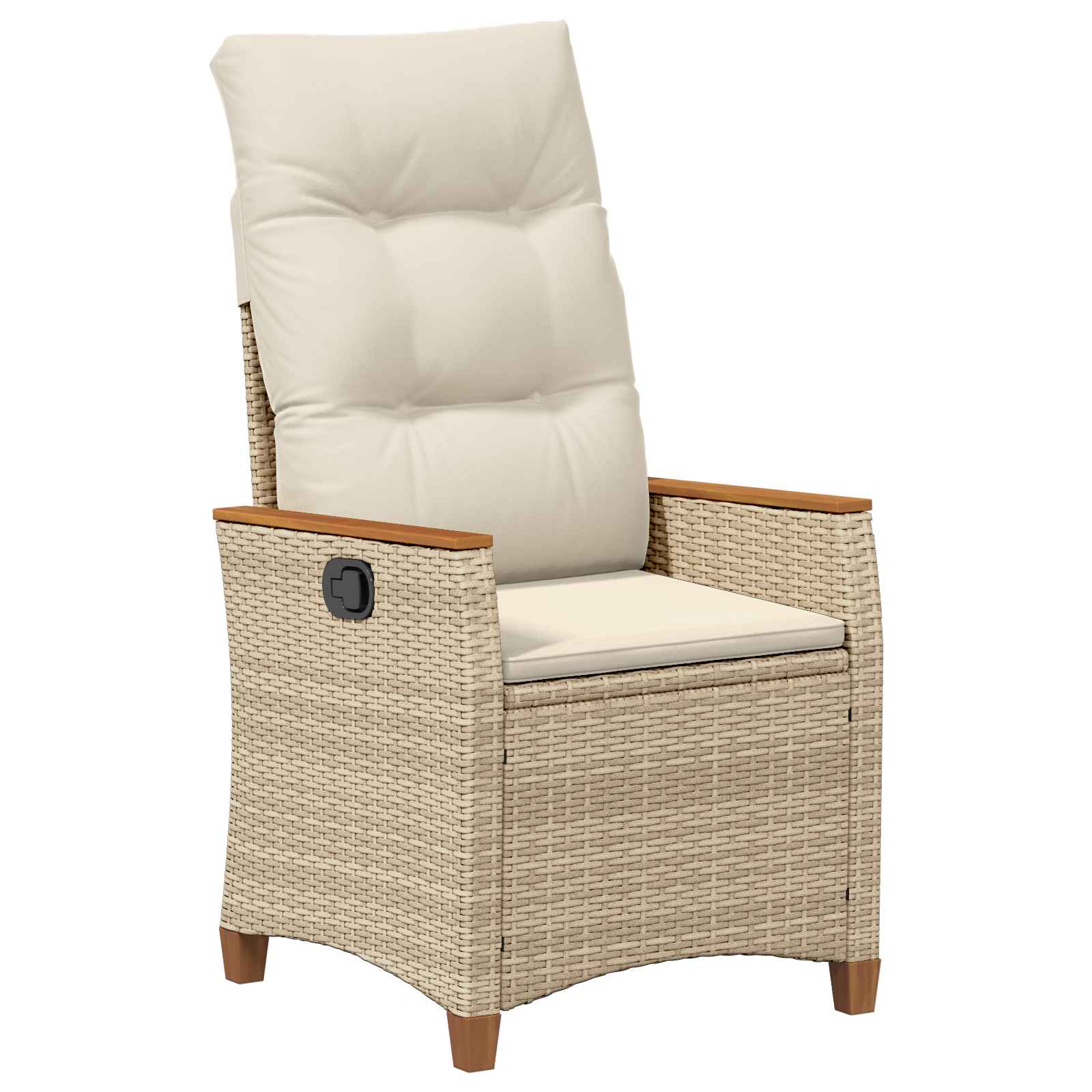 Cadeira de jardim reclinável bege e creme 64 x 57,5 x 112 cm