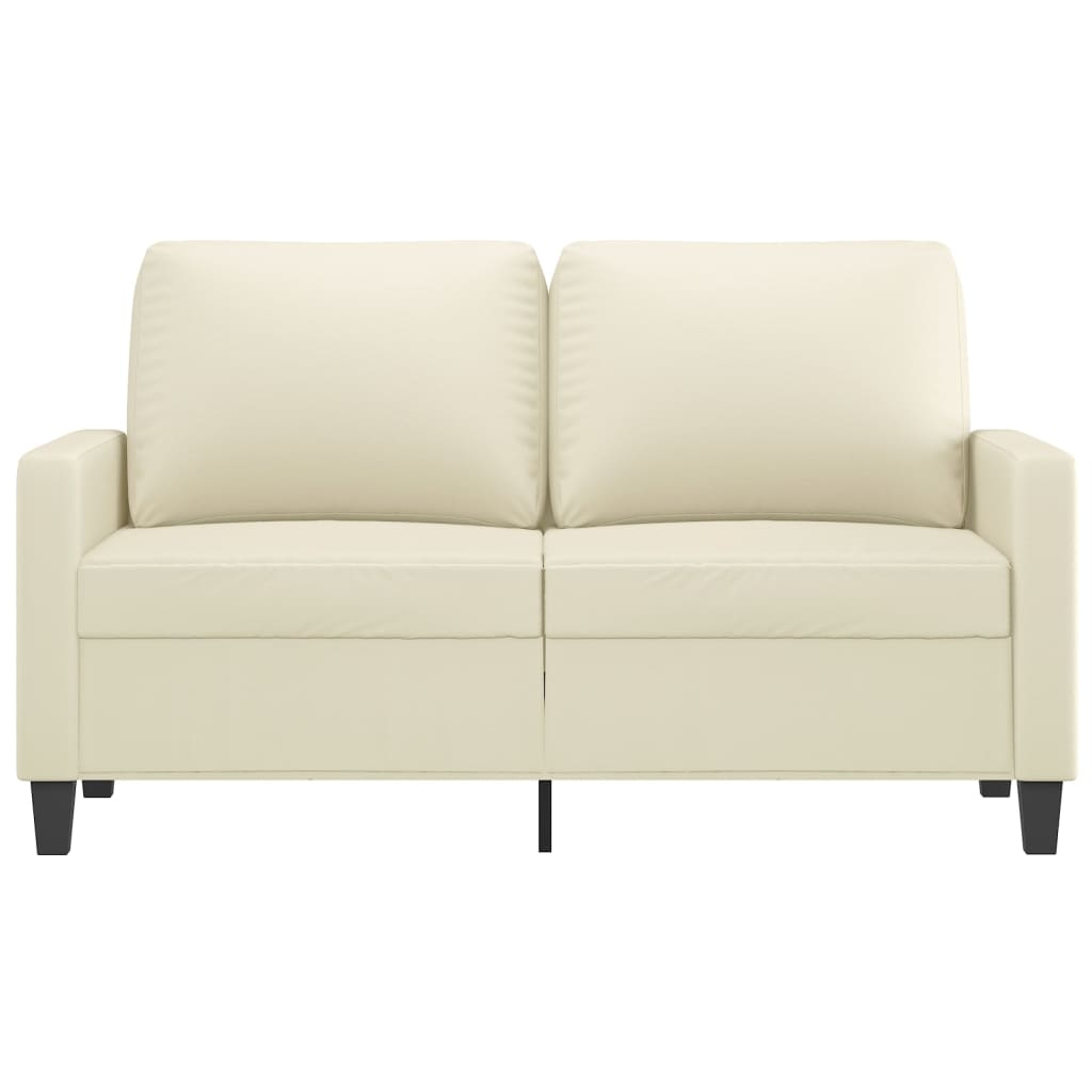 Sofá de 2 lugares 120 cm couro artificial cor creme