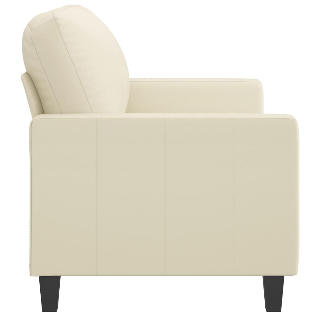 Sofá de 2 lugares 120 cm couro artificial cor creme