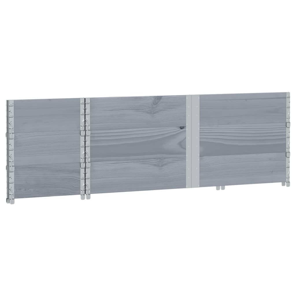 Colares p/ paletes 3 pcs 150x50 cm madeira pinho maciça cinza
