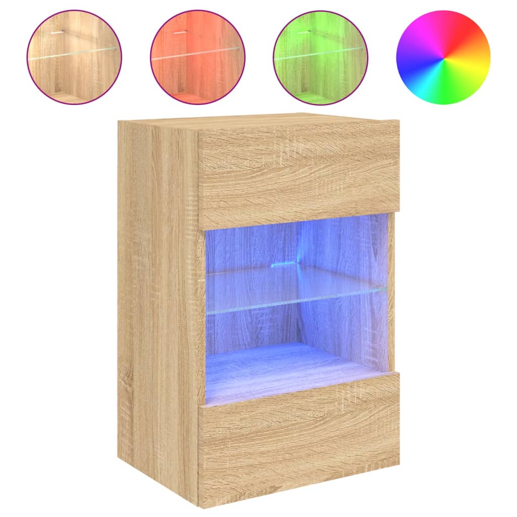 Móvel de parede p/ TV c/ luzes LED 40x30x60,5cm carvalho sonoma