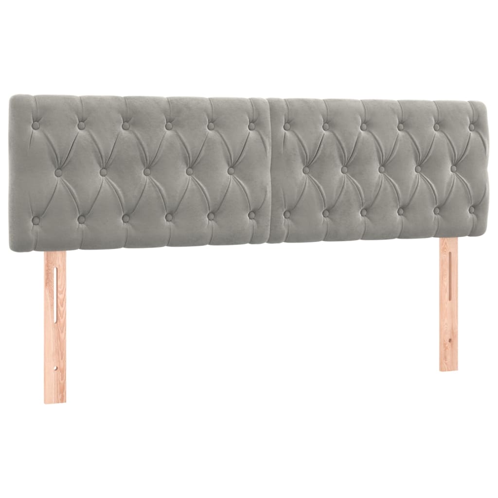 Cabeceira de cama c/luzes LED veludo 160x7x78/88 cm cinza-claro