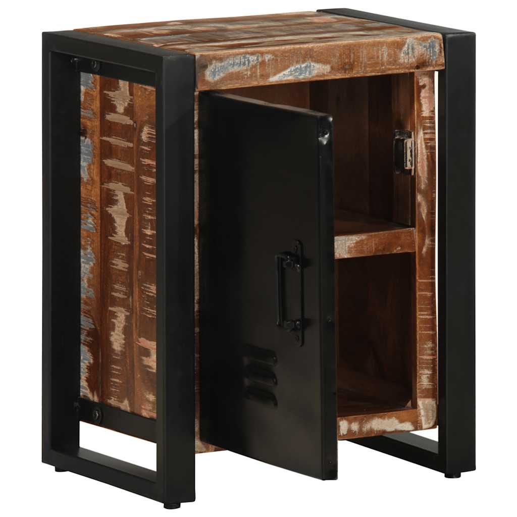 Mesa de cabeceira multicor 40x30x51cm madeira maciça recuperada