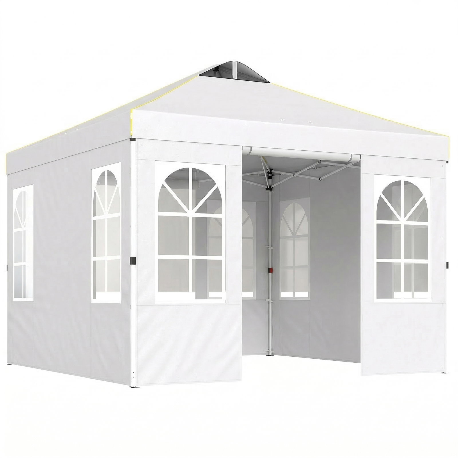 Tenda dobrável 3x3 m pop-up com upf 50+, 4 laterais removíveis, altura ajustável e bolsa de transporte, branco