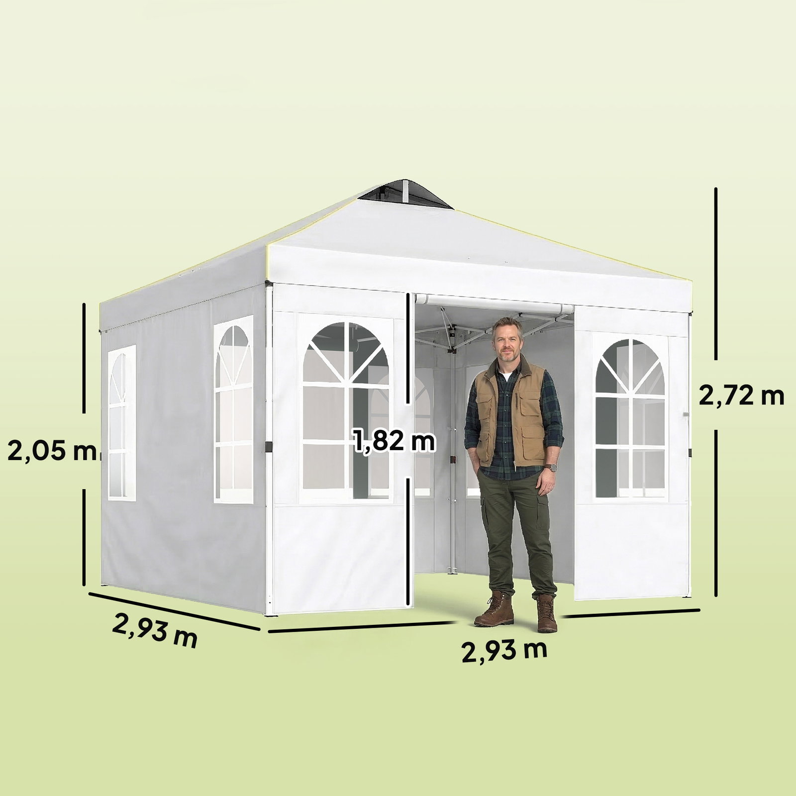 Tenda dobrável 3x3 m pop-up com upf 50+, 4 laterais removíveis, altura ajustável e bolsa de transporte, branco