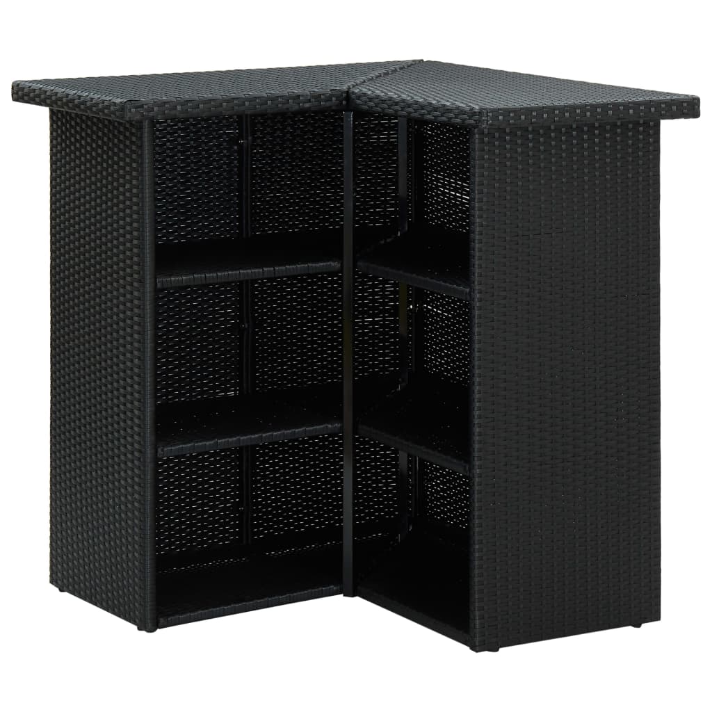 8 Pcs conjunto de bar p/ jardim com almofadões vime PE preto