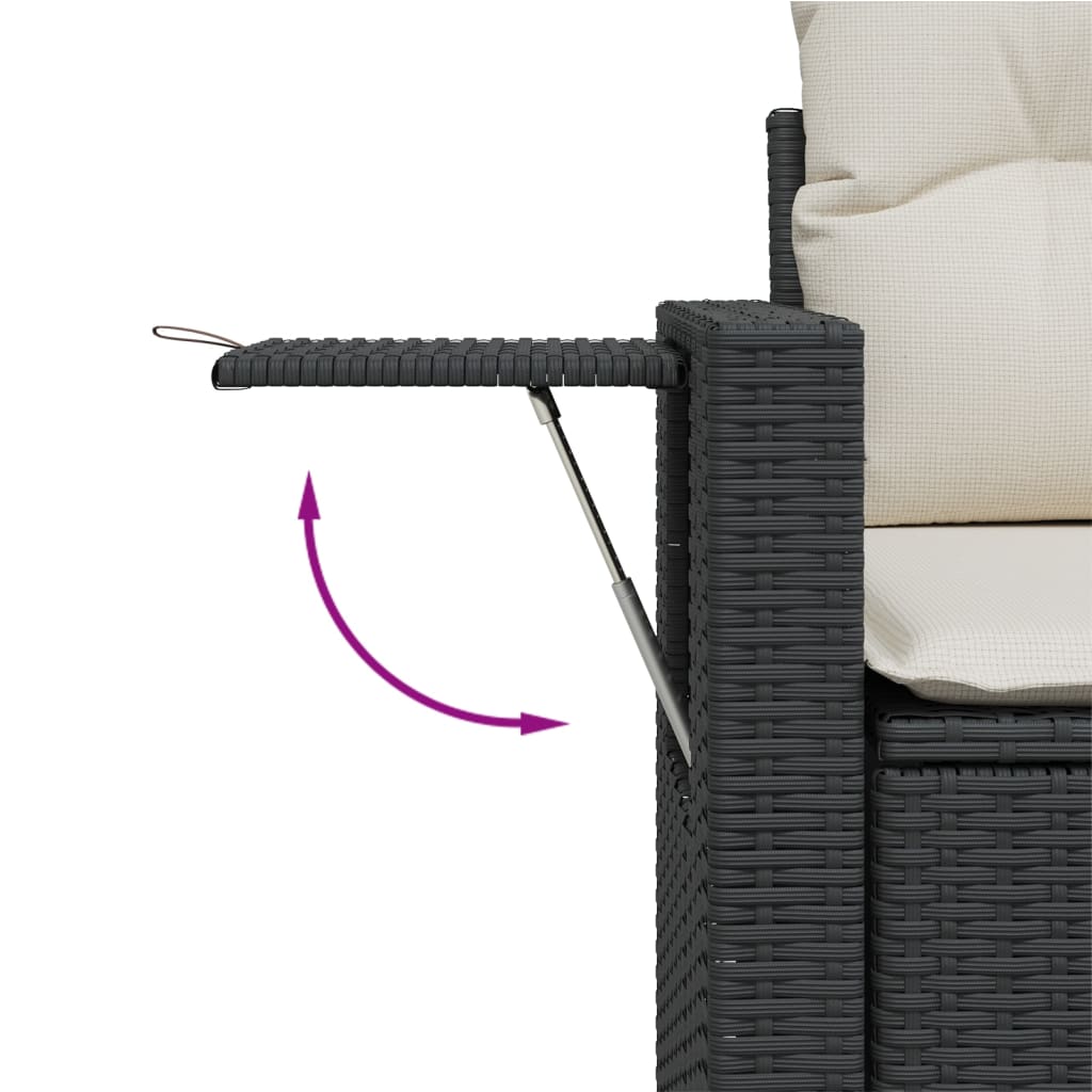 7 Pcs conjunto de sofás p/ jardim c/ almofadões vime PE preto