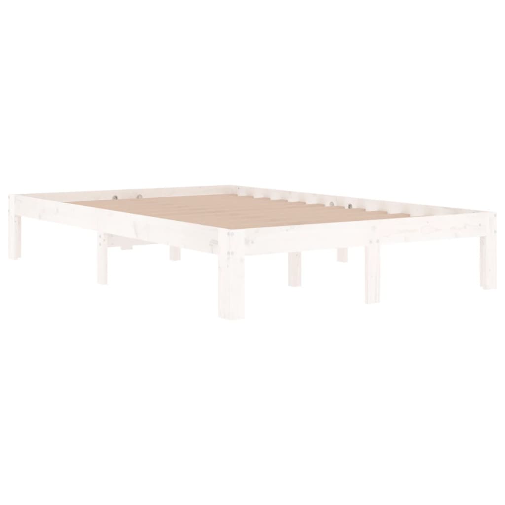 Estrutura cama pequena casal 120x190 cm pinho maciço branco