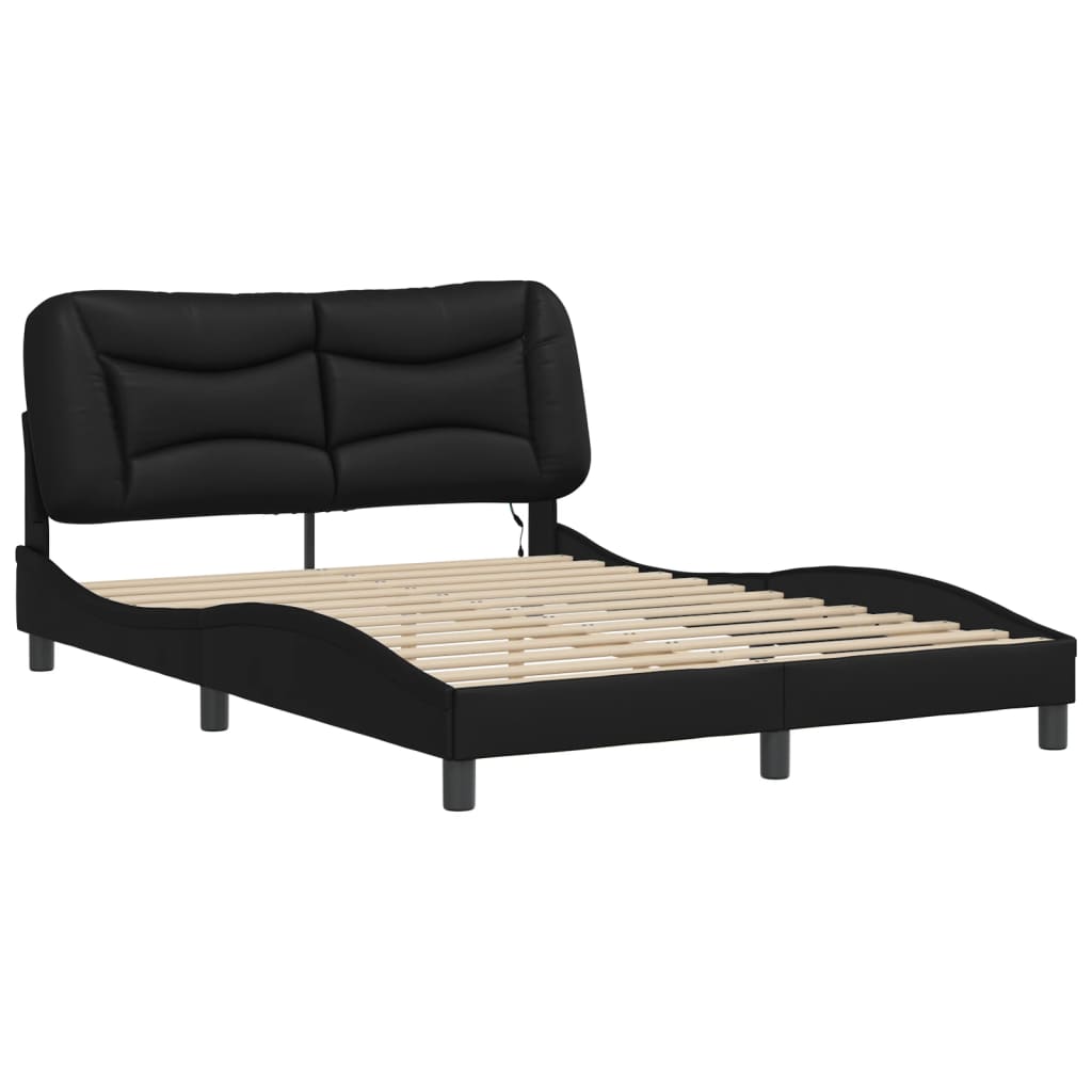 Estrutura de cama com LED sem colchão hvar 140x200cm preto