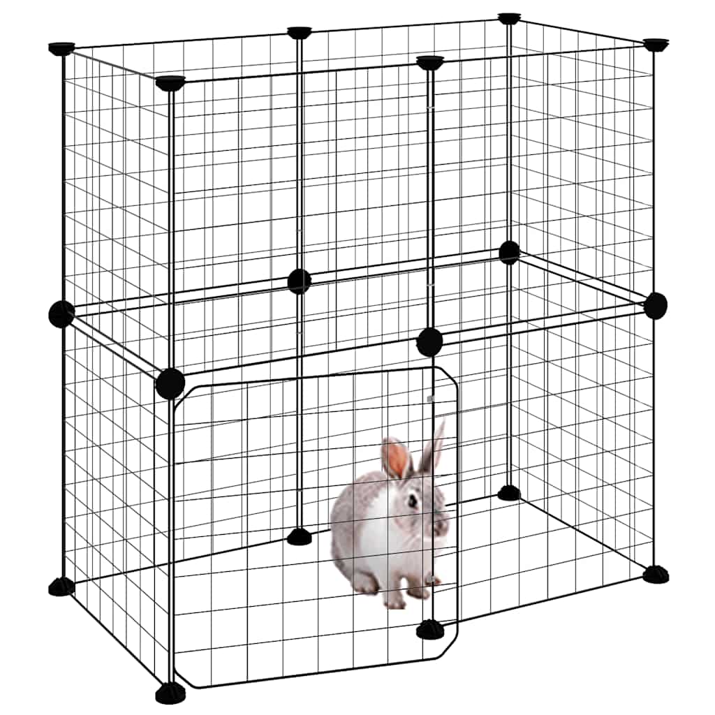 Gaiola p/ animais de 12 painéis c/porta 35x35 cm aço preto