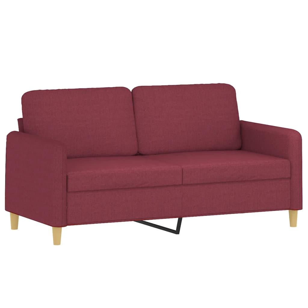 3 Pcs conjunto de sofás com almofadões tecido vermelho tinto