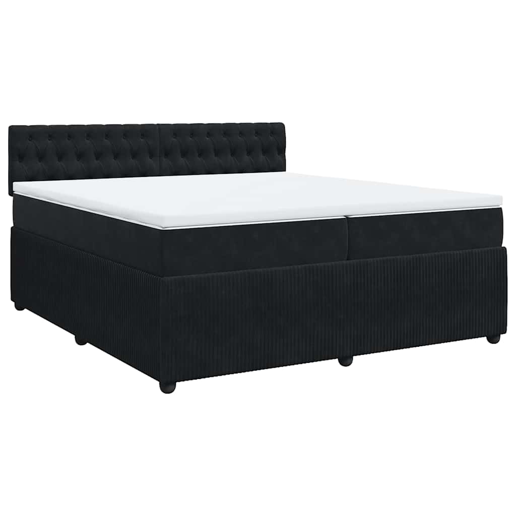 Cama com molas/colchão 200x200 cm veludo preto