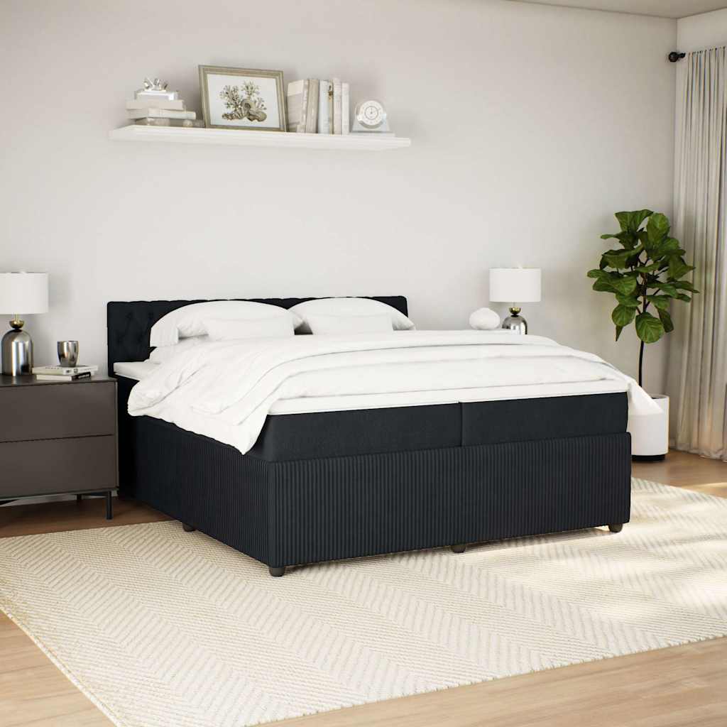 Cama com molas/colchão 200x200 cm veludo preto