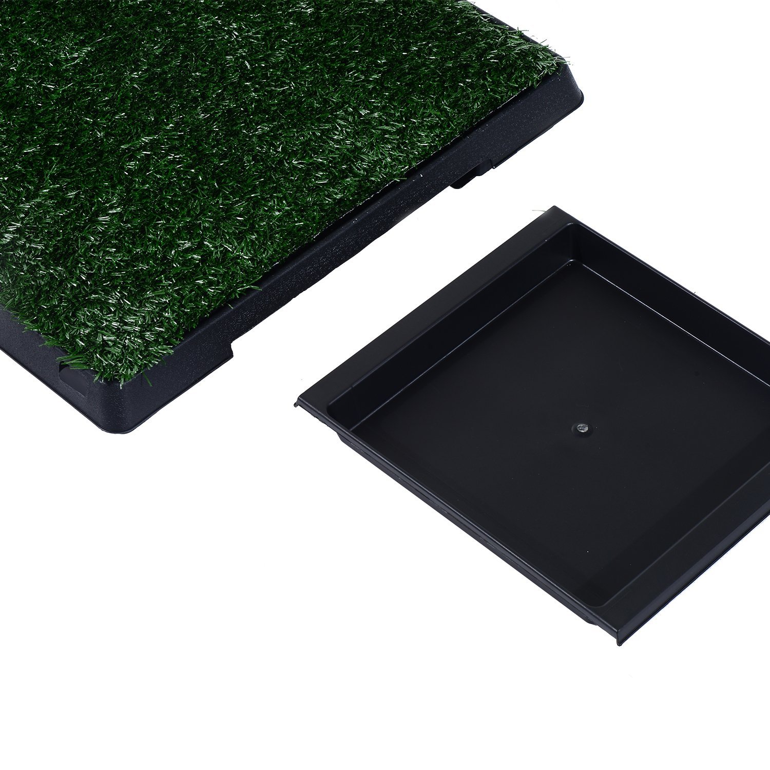 Resguardo de Treino de Erva com Bandeja para cães Sanita Interior para Animais de Estimação com Bandeja Lavável 51x63x6 cm Verde
